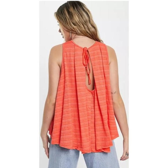 NWT Free People Coral/Orange Turn It Up Striped High-Low Tank Top XS - Picture 4 of 16